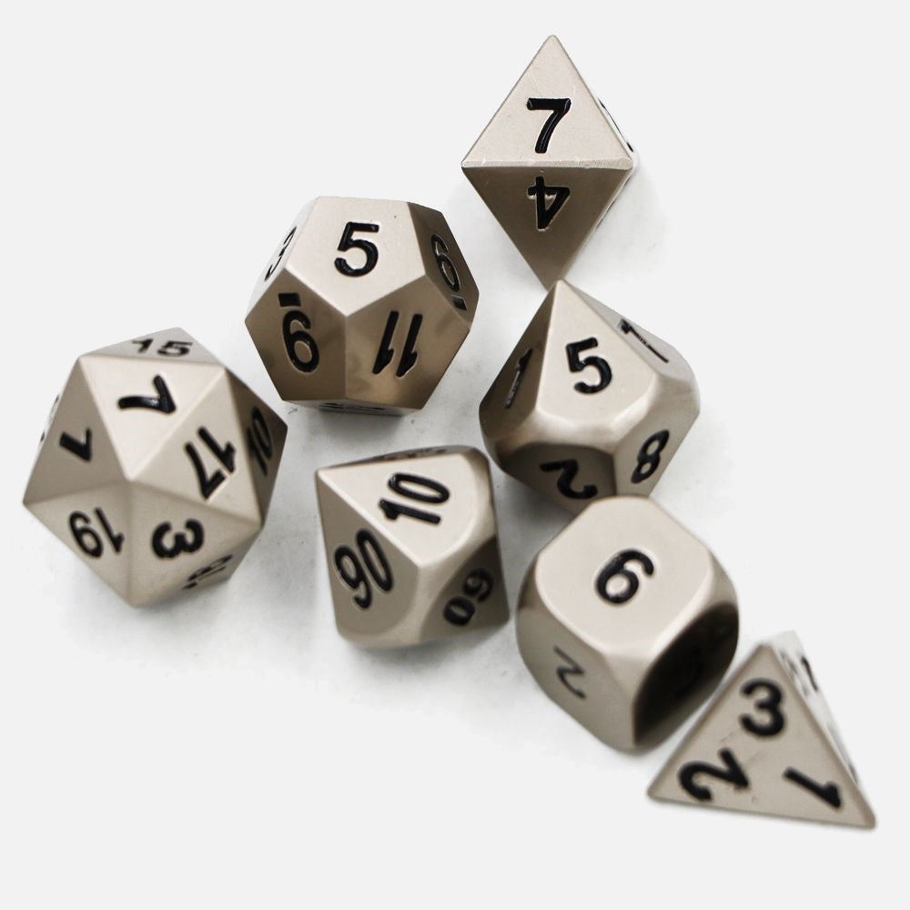 Silver Metal Dice Set for Dungeons & Dragons