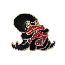 Load image into Gallery viewer, Red Squid D20 Dice Hug Pin - Dungeons & Dragons Brooch