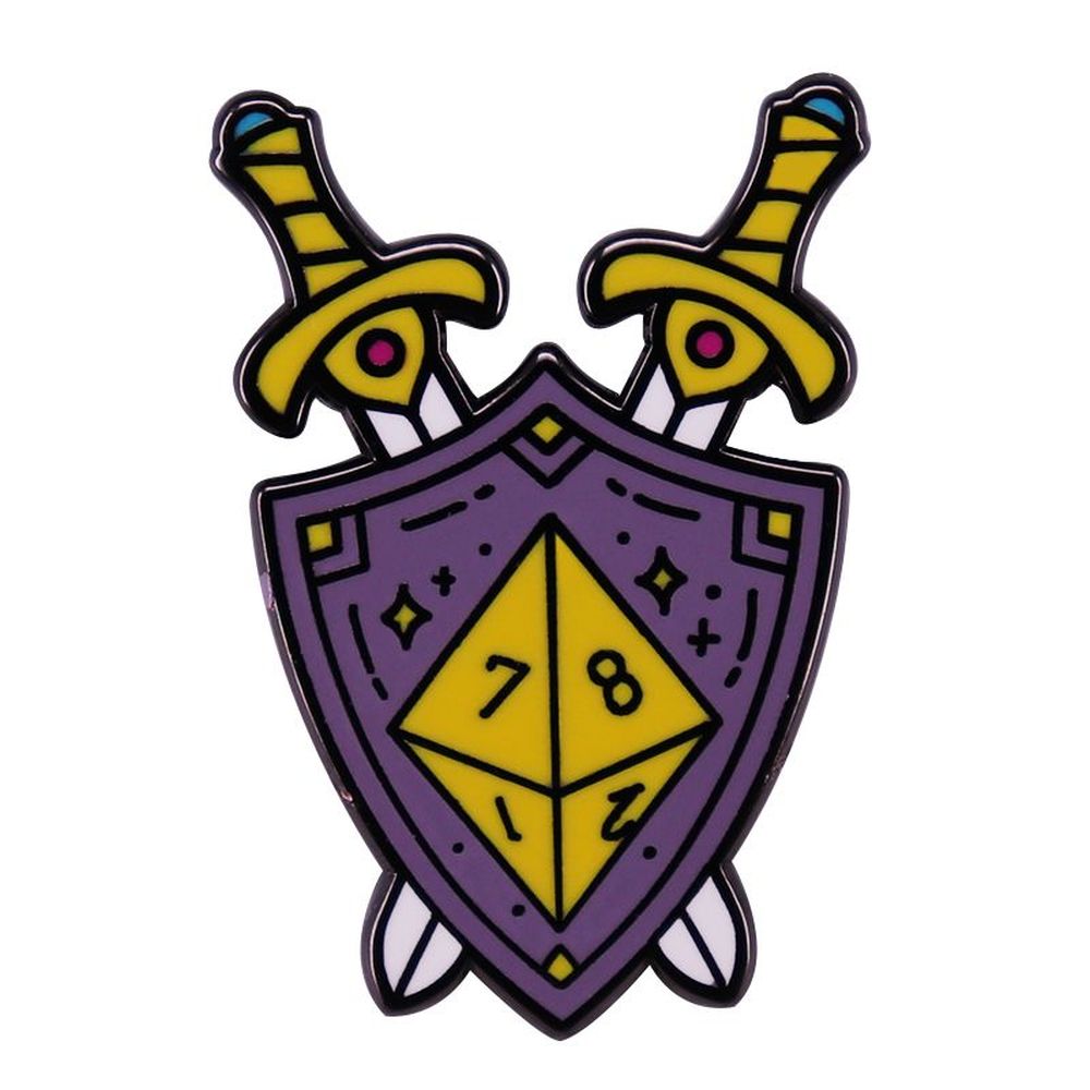 Shield D8 Pin - Dungeons & Dragons Brooch