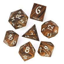 Load image into Gallery viewer, Zebrawood Wood Dice Set for Dungeons & Dragons