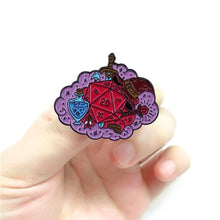 Load image into Gallery viewer, D20 Wizard Hat Potion Dice Pin - Dungeons &amp; Dragons Brooch
