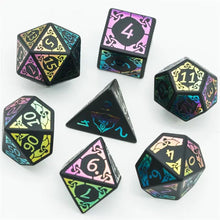 Charger l'image dans la galerie, Obsidian Rainbow Lattice Stone Dice Set for Dungeons & Dragons