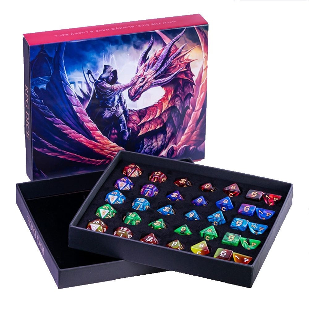 Gift Box of 5 Dice Sets for Dungeons & Dragons - Dragon