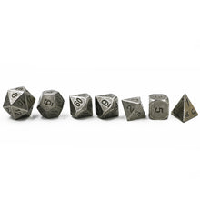 Load image into Gallery viewer, Battle-Worn Steel Metal Dice Set for Dungeons & Dragons