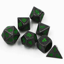 Charger l'image dans la galerie, Dark Stone w/ Green Numbers Dice Set for Dungeons & Dragons