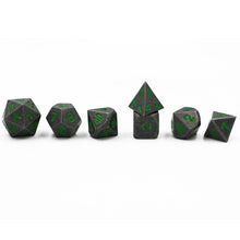 Charger l'image dans la galerie, Dark Stone w/ Green Numbers Dice Set for Dungeons & Dragons