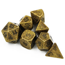 Load image into Gallery viewer, Dark Gold Metal Dice Set for Dungeons &amp; Dragons
