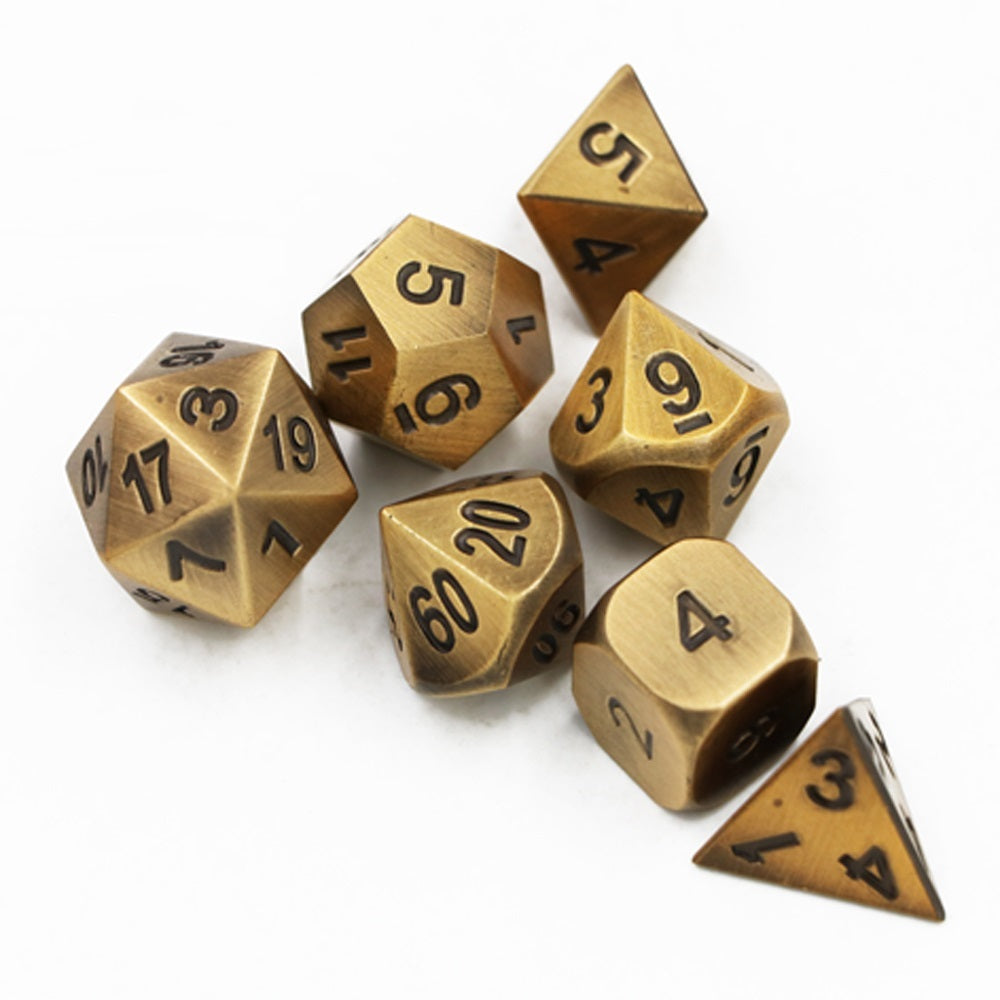 Brass Metal Dice Set for Dungeons & Dragons