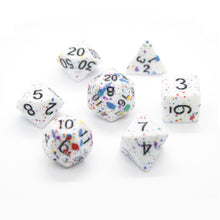 Load image into Gallery viewer, Color-Splattered Dice Set for Dungeons &amp; Dragons
