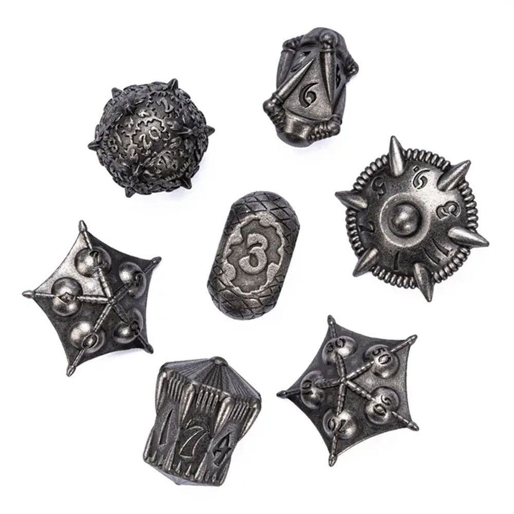 Spiked Shield Battlerager Metal Dice Set for Dungeons & Dragons