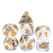 Charger l&#39;image dans la galerie, White Marble Dice Set for Dungeons &amp; Dragons
