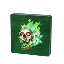 Load image into Gallery viewer, Green Death Skull Wood Dice Storage &amp; Tray for Dungeons &amp; Dragons
