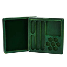 Load image into Gallery viewer, Green Death Skull Wood Dice Storage &amp; Tray for Dungeons &amp; Dragons
