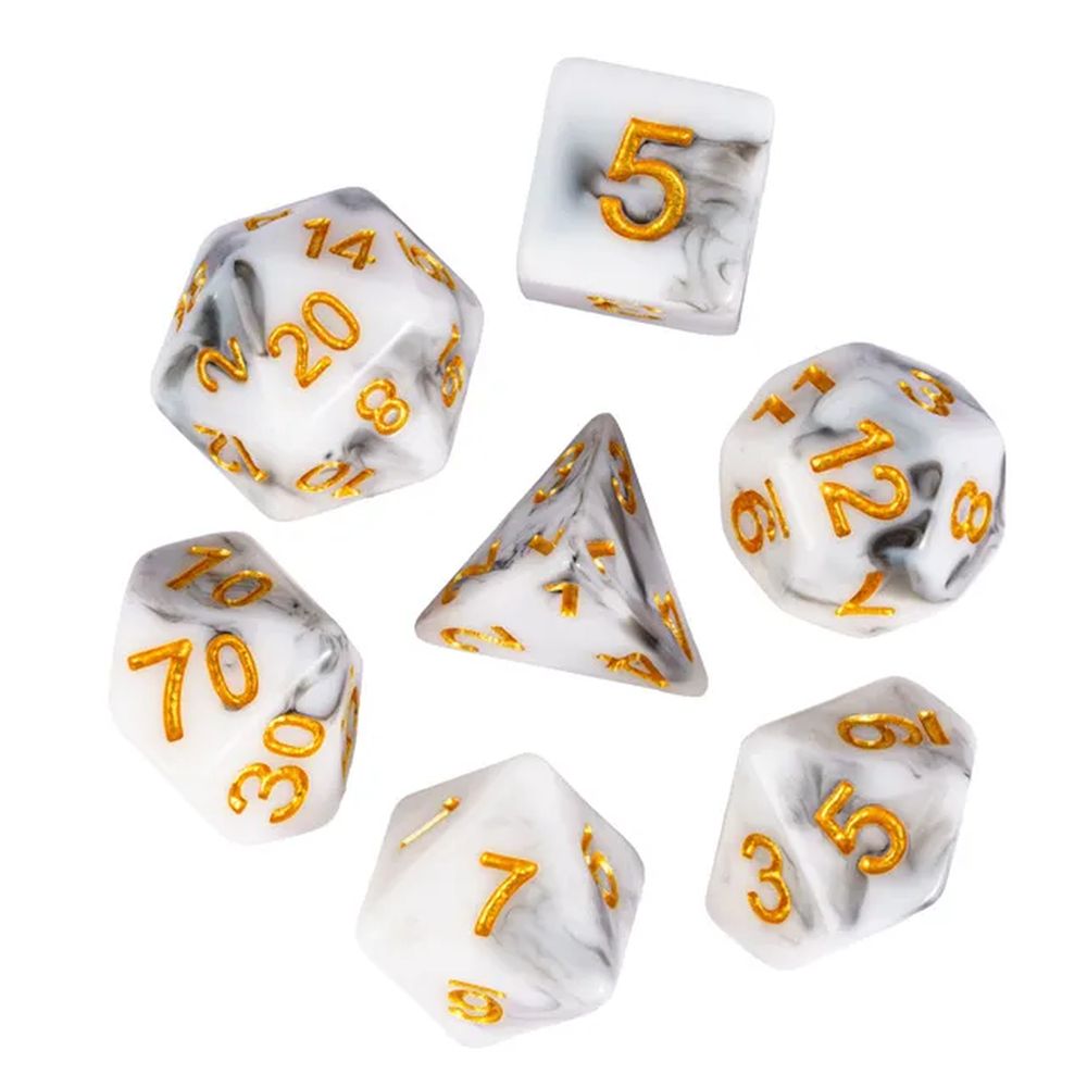 White Marble Dice Set for Dungeons & Dragons