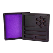 Load image into Gallery viewer, Chtulu D20 Purple Wood Dice Storage &amp; Tray for Dungeons &amp; Dragons

