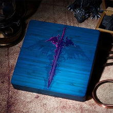 Load image into Gallery viewer, Blue Sword Wood Dice Storage &amp; Tray for Dungeons &amp; Dragons
