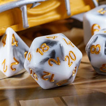 Load image into Gallery viewer, White Marble Dice Set for Dungeons &amp; Dragons
