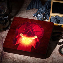 Load image into Gallery viewer, Illuminated Cultist Dice Wood Storage Box &amp; Tray for Dungeons &amp; Dragons
