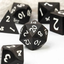 Load image into Gallery viewer, Ebony Wood Dice Set for Dungeons &amp; Dragons
