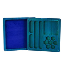 Load image into Gallery viewer, Blue Sword Wood Dice Storage &amp; Tray for Dungeons &amp; Dragons
