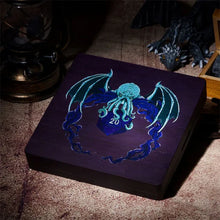 Load image into Gallery viewer, Chtulu D20 Purple Wood Dice Storage &amp; Tray for Dungeons &amp; Dragons
