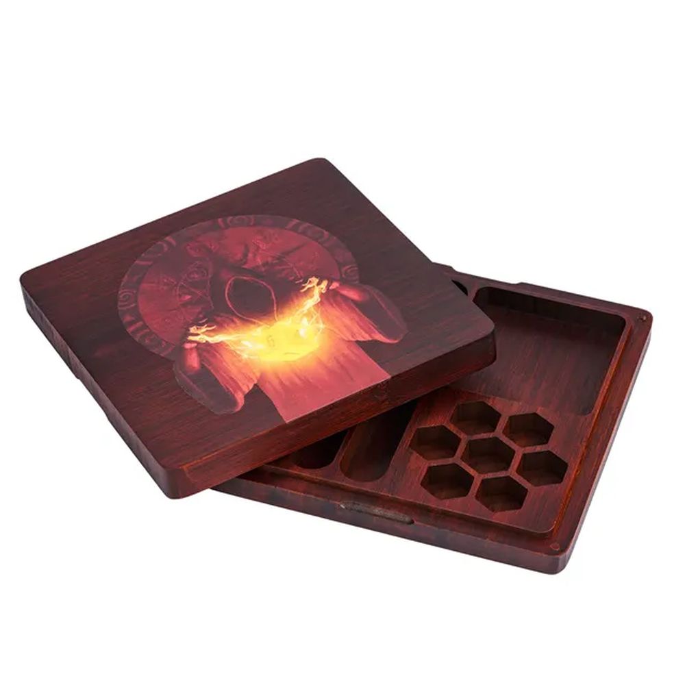 Illuminated Cultist Dice Wood Storage & Tray for Dungeons & Dragons