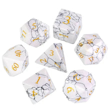 Charger l&#39;image dans la galerie, White Marble Cracked Stone Dice Set for Dungeons &amp; Dragons
