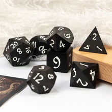 Load image into Gallery viewer, Ebony Wood Dice Set for Dungeons &amp; Dragons

