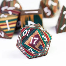 Load image into Gallery viewer, Rainbow Wood Dice Set for Dungeons &amp; Dragons
