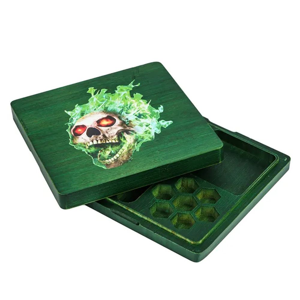 Death Skull Wood Dice Storage Box & Tray for Dungeons & Dragons