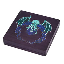 Load image into Gallery viewer, Chtulu D20 Purple Wood Dice Storage &amp; Tray for Dungeons &amp; Dragons
