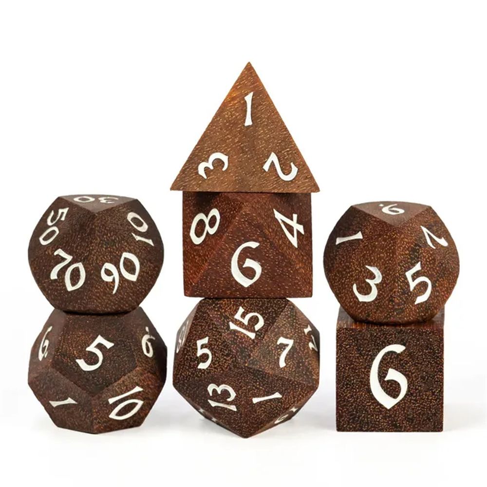 Sandalwood Wood Dice Set for Dungeons & Dragons