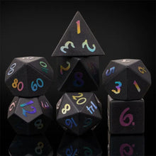 Charger l&#39;image dans la galerie, Obsidian Rainbow Numbers Stone Dice Set for Dungeons &amp; Dragons
