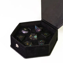 Charger l&#39;image dans la galerie, Obsidian Rainbow Numbers Stone Dice Set for Dungeons &amp; Dragons
