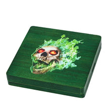 Load image into Gallery viewer, Green Death Skull Wood Dice Storage &amp; Tray for Dungeons &amp; Dragons
