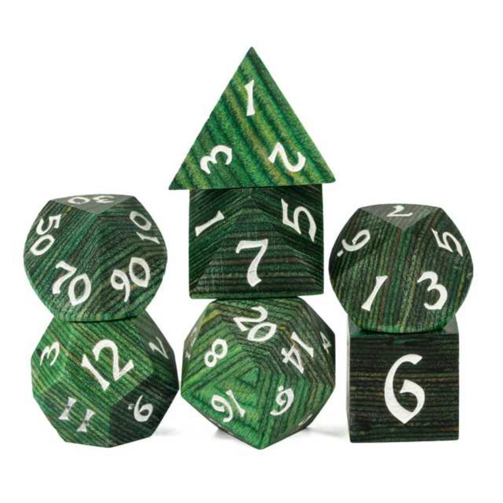 Ensemble de dés polyédriques en acier usé au combat pour donjons et dragons