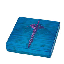 Load image into Gallery viewer, Blue Sword Wood Dice Storage &amp; Tray for Dungeons &amp; Dragons
