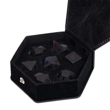 Load image into Gallery viewer, Obsidian Rainbow Numbers Stone Dice Set for Dungeons &amp; Dragons
