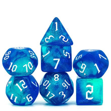 Charger l&#39;image dans la galerie, Glitter Nebula Shades of Blue Dice Set for Dungeons &amp; Dragons
