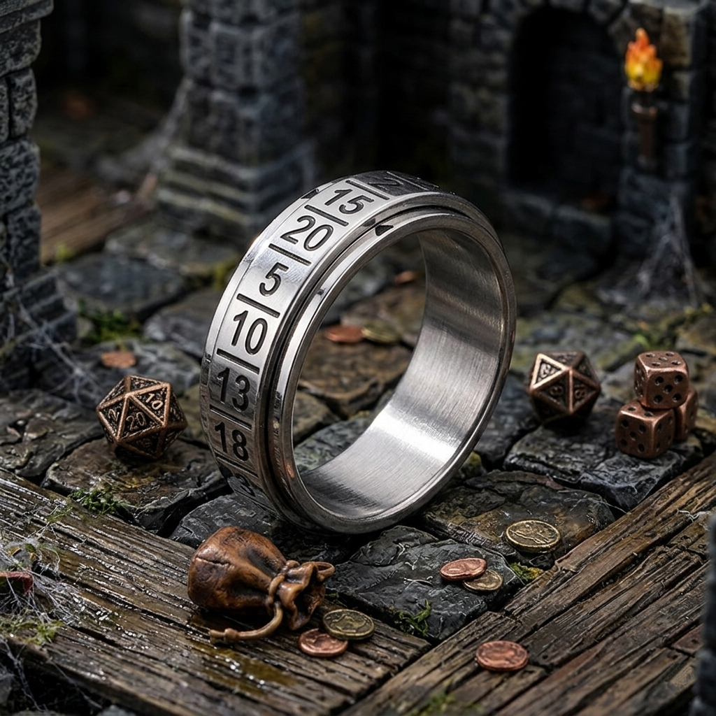 Metal Spinner Ring Dice | Wearable RPG Dice Ring | Geekwood