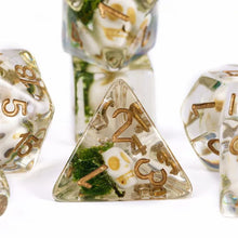 Load image into Gallery viewer, Orc Skulls Encased in Moss Dice Set for Dungeons &amp; Dragons
