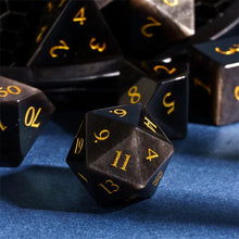 Charger l'image dans la galerie, Set de dés en Obsidienne Œil Céleste pour Donjons et Dragons
