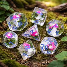 Load image into Gallery viewer, mushroom resin RPG dice set Geekwood forest theme
