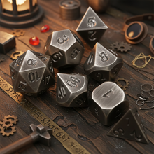 Load image into Gallery viewer, Brushed Steel Metal Dice Set for Dungeons &amp; Dragons
