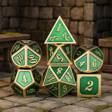 Load image into Gallery viewer, Golden Grove Metal Dice Set for Dungeons &amp; Dragons
