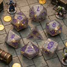 Load image into Gallery viewer, Celestial Gold Foil Dice Dice Set for Dungeons &amp; Dragons
