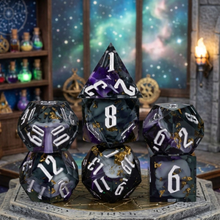 Load image into Gallery viewer, Voidlight Foil Sharp Edge Resin Dice Set
