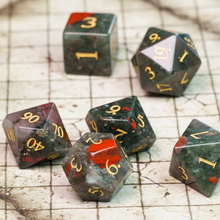 Charger l'image dans la galerie, Blood Moss Agate Stone Dice Set for Dungeons &amp; Dragons
