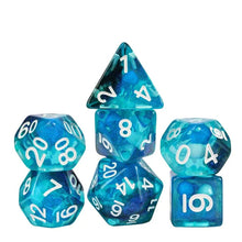 Load image into Gallery viewer, Bioluminescent Jellyfish Resin Dice Set (Glow-in-the-Dark)

