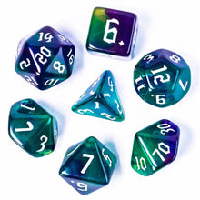 Load image into Gallery viewer, Wyrmshade Purple &amp; Turquoise Blend Dice Set for Dungeons &amp; Dragons
